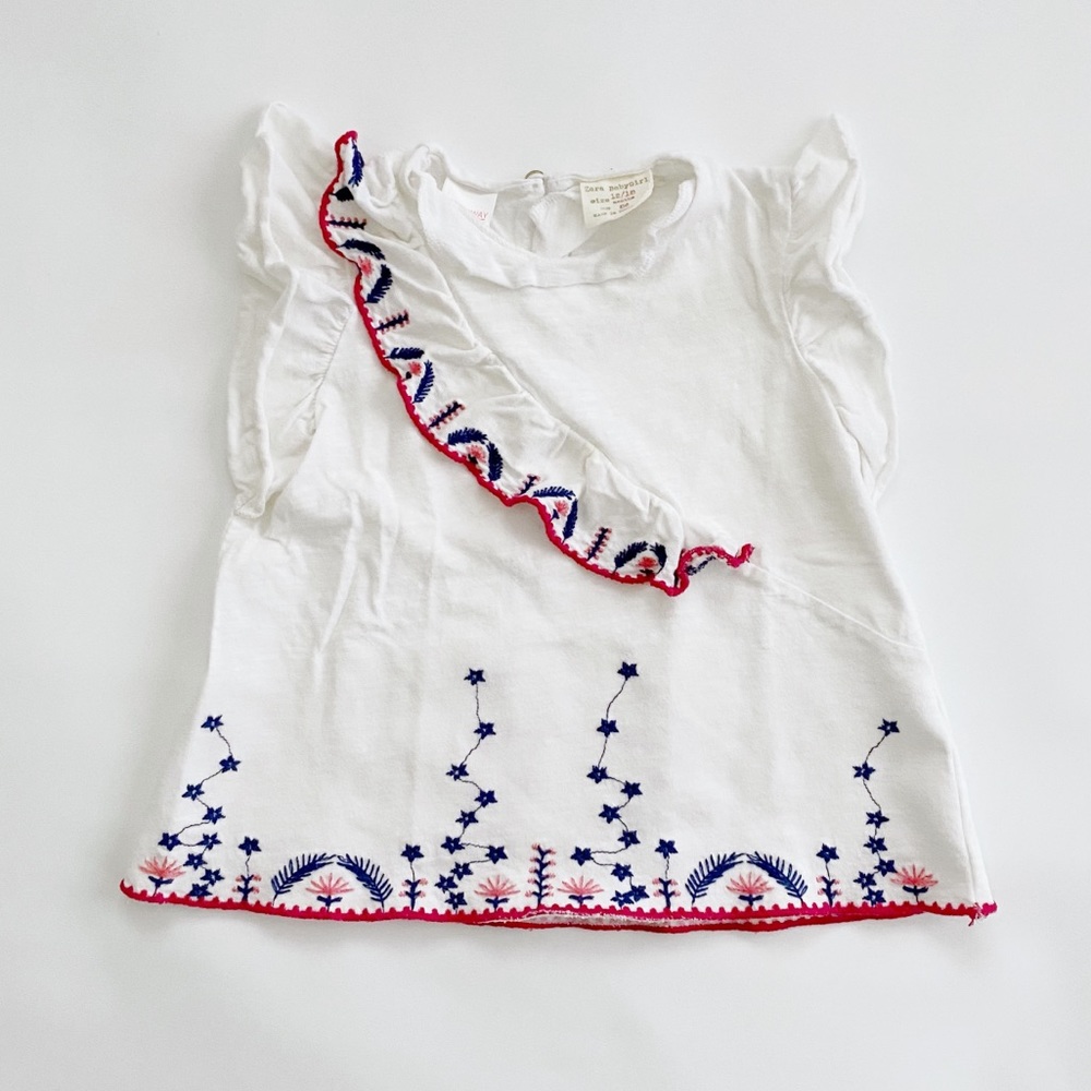 Zara Baby Girl flutter sleeve embroidered shirt